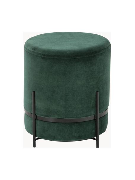 Pouf in velluto Haven, Rivestimento: velluto di cotone, Velluto verde scuro, nero, Ø 38 x Alt. 45 cm
