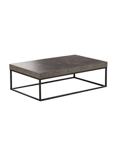 Tavolino da salotto effetto cemento Ellis, Struttura: metallo laccato, Grigio scuro, effetto cemento, Larg. 120 x Alt. 38 cm