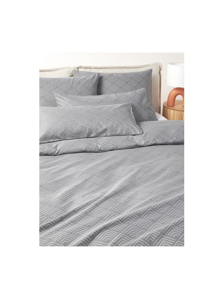 Housse de couette en coton à motif graphique Milano, Gris foncé, larg. 155 x long. 220 cm