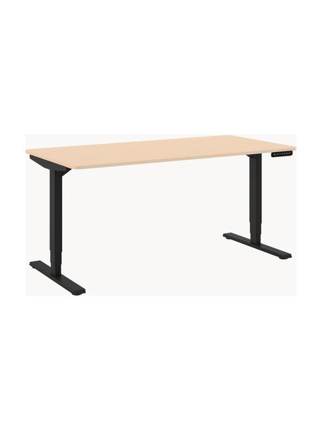 Höhenverstellbarer Schreibtisch Y-Line, Gestell: Metall, pulverbeschichtet, Tischplatte: Spanplatte, melaminharzbe, Hellbeige, Schwarz, B 160 x T 80 cm