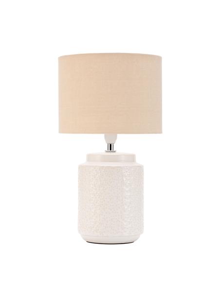 Kleine tafellamp Charming Bloom in beige, Lampenkap: stof, Lampvoet: keramiek, Beige, crèmewit, Ø 21 x H 35 cm