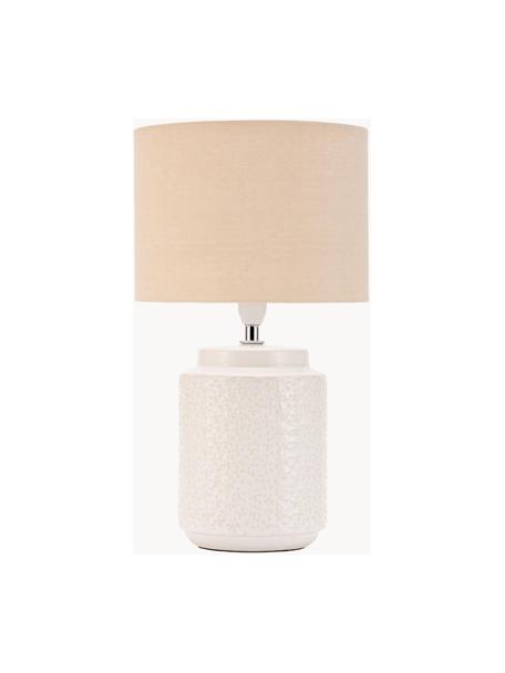 Kleine Tischlampe Charming Bloom, Lampenschirm: Stoff, Beige, Cremeweiss, Ø 21 x H 35 cm