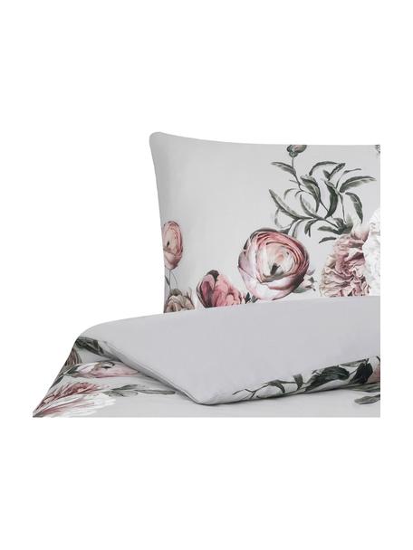 Baumwollsatin-Bettdeckenbezug Blossom, Webart: Satin Fadendichte 210 TC,, Grau, B 160 x L 210 cm