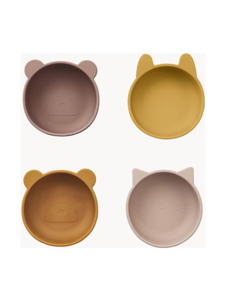 Set di 4 ciotole per bambini Iggy, Silicone, Nocciola, giallo senape, marrone chiaro, malva, Ø 12 x Alt. 5 cm