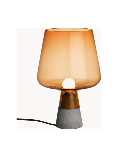 Lampada da tavolo piccola in vetro soffiato Leimu, Paralume: vetro soffiato, Struttura: cemento, Marrone trasparente, Ø 20 x Alt. 30 cm