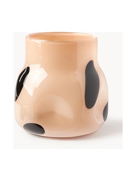 Glas-Vase Romilly, H 21 cm, Glas, Peach, Schwarz, Ø 20 x H 21 cm