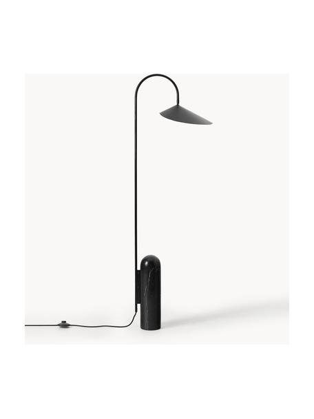 Stojací lampa s mramorovou podstavou Arum, nastavitelná, Černá, mramorovaná, V 136 cm