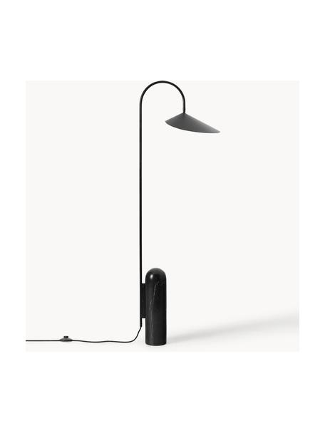 Stojacia lampa s mramorovou základňou Arum, nastaviteľná, Čierna, mramorovaná, Ø 136 cm