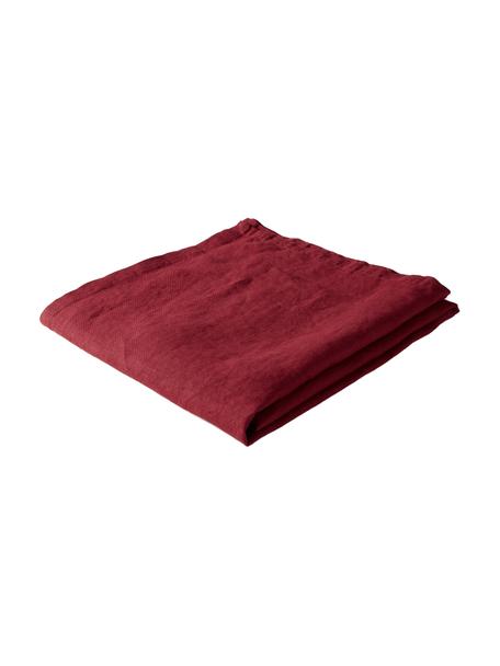 Linnen tafelkleed Pembroke in rood, 100% linnen, Acaciahout, messingkleurig, Voor 4 - 6 personen (B 140 x L 140 cm)