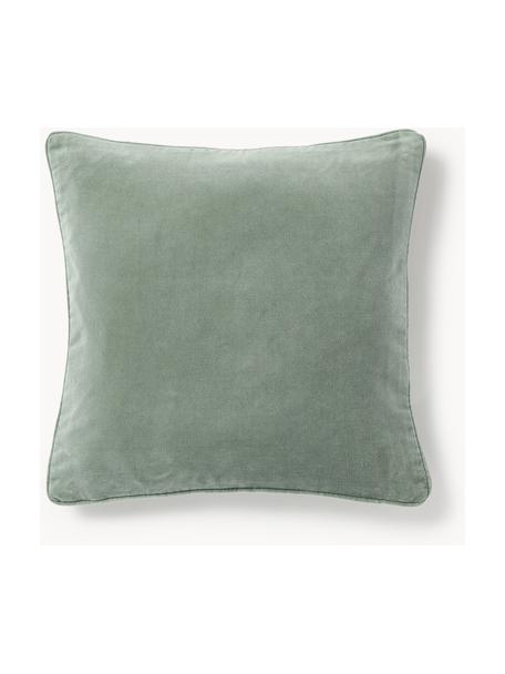 Fluwelen kussenhoes Dana, 100% katoenfluweel, Saliegroen, B 40 x L 40 cm