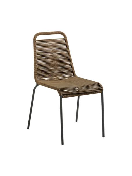 Krzesło Lambton, 2 szt., Stelaż: metal malowany proszkowo, Czarny, jasny brązowy, S 49 x G 59 cm