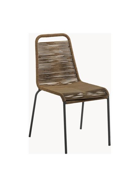 Chaise de jardin tressage en plastique Lambton, 2 pièces, Noir, brun clair, larg. 49 x prof. 59 cm