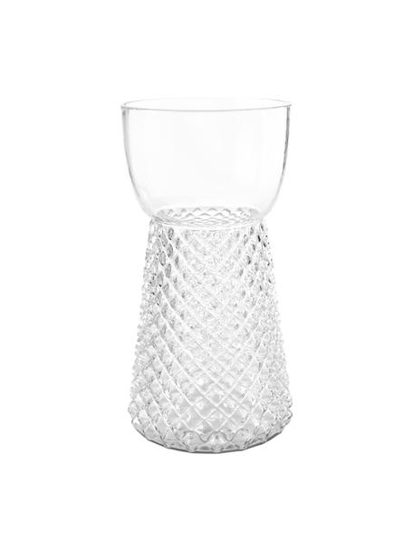 Grote glazen vaas Julius met structuurpatroon, Glas, Transparant, Ø 15 x H 30 cm