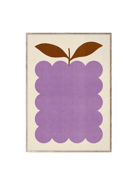 Plakat Lilac Berry, 210 g matowy papier, druk cyfrowy z 10 farbami odpornymi na promieniowanie UV, Lila, jasny beżowy, S 30 x W 40 cm