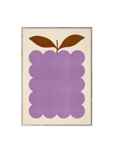 Poster Lilac Berry, Cartoncino opaco da 210 g firmato Hahnemühle, stampa digitale con 10 colori resistenti ai raggi UV, Viola, beige chiaro, Larg. 30 x Alt. 40 cm