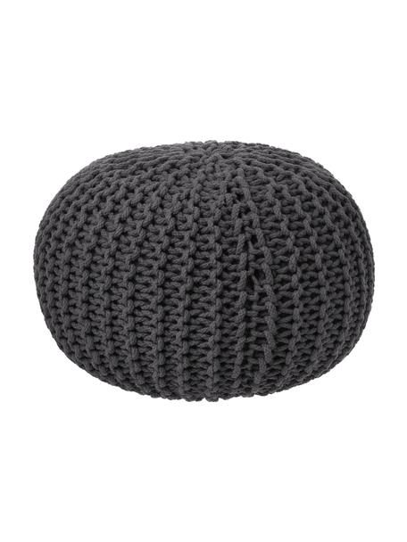 Pouf en tricot fait main Dori, Gris foncé, Ø 55 x haut. 35 cm