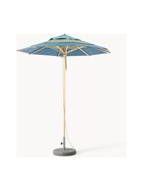 Ronde parasol Classic, verschillende formaten, Frame: gelakt essenhout, Blauwtinten, groen, helder hout, Ø 210 x H 251 cm