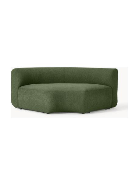 Módulo de esquina redondo en tejido bouclé Sofia, Tapizado: tejido bouclé (100% polié, Estructura: madera de abeto, tablero , Patas: plástico Este producto es, Bouclé verde oscuro, An 190 x F 103 cm