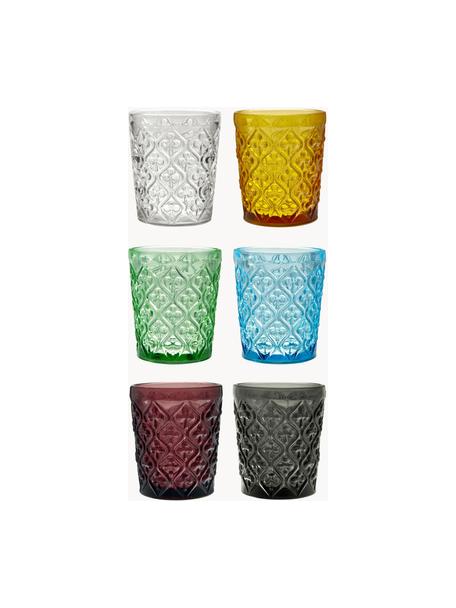 Wassergläser Marrakech mit Strukturmuster, 6er-Set, Glas, Bunt, transparent, Ø 8 x H 10 cm, 240 ml