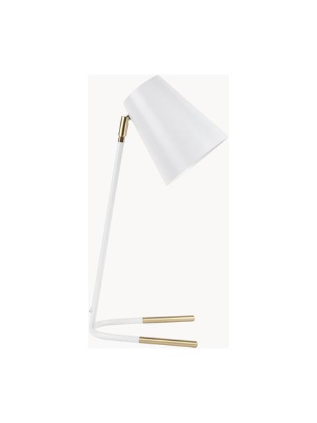 Lampe de bureau Noble, Blanc, doré, larg. 25 x haut. 46 cm