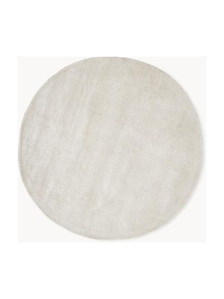Ručně tkaný kulatý viskózový koberec Jane, Tlumeně bílá, Ø 115 cm (velikost S)