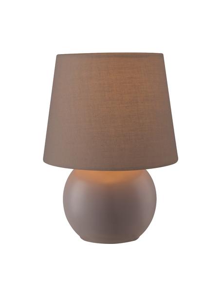 Kleine keramische nachtlampje Isla in bruin, Lampenkap: katoen, Lampvoet: keramiek, Bruin, Ø 16 x H 22 cm