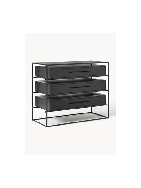 Ladekast Lyle met glazen blad, Plank: glas, Zwart, B 100 x H 82 cm