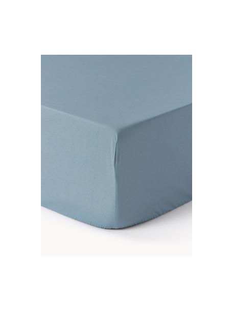 Lenzuolo con angoli in cotone percalle Elsie, Grigio-blu, Larg. 160 x Lung. 200 cm, Alt. 25 cm