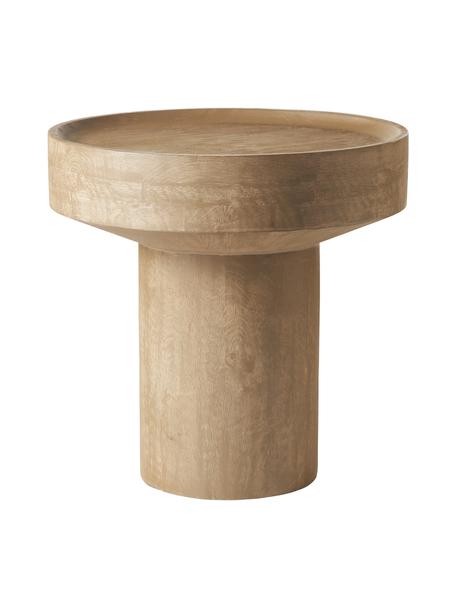 Tavolino in legno di mango Benno, Legno massiccio di mango laccato, cemento, Legno di mango laccato chiaro, Ø 50 x Alt. 50 cm