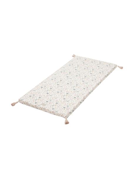 Hrací deka z organické bavlny Pressed Leaves, Krémová, růžová, modrá, šedá, žlutá, Š 60 cm, D 120 cm