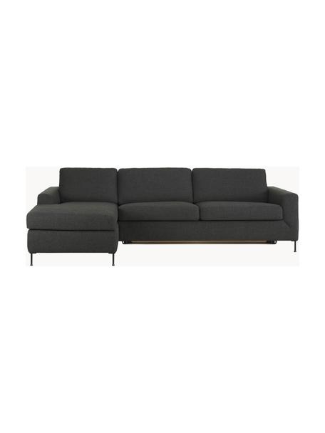 Schlafsofa Cucita (3-Sitzer) mit Matratze, Bezug: Webstoff (100% Polyester), Gestell: Massives Kiefernholz, FSC, Webstoff Anthrazit, B 274 x T 164 cm, Eckteil links