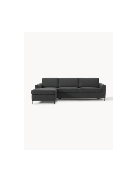 Schlafsofa Cucita (3-Sitzer) mit Matratze, Bezug: Webstoff (100% Polyester), Gestell: Massives Kiefernholz, Füße: Metall, lackiert Dieses P, Webstoff Anthrazit, B 274 x T 164 cm, Eckteil links