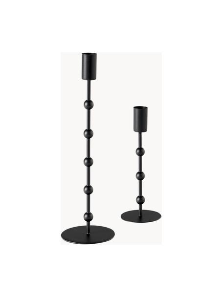 Kandelaarsset Kimberly, 2-delig, Gecoat metaal, Zwart, Set met verschillende formaten