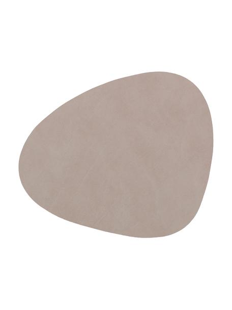 Dessous de verre asymétriques en cuir Curve, 4 pièces, Cuir, caoutchouc, Gris clair, larg. 11 x long. 13 cm