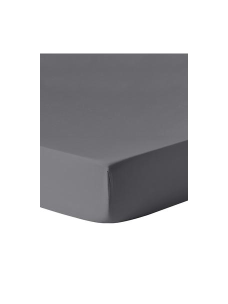 Lenzuolo con angoli topper in raso di cotone Comfort, Grigio scuro, Larg. 90 x Lung. 200 cm, alt. 15 cm