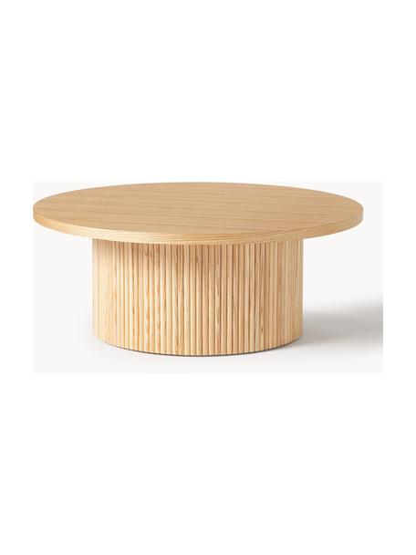Mesa de centro redonda de madera Nele, Tablero de fibras de densidad media (MDF) chapado en madera de fresno, Madera, Ø 85 cm x Al 33 cm