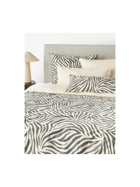 Baumwoll-Bettdeckenbezug Chase, Webart: Renforcé Fadendichte 144 , Off White, Dunkelgrau, B 155 x L 220 cm