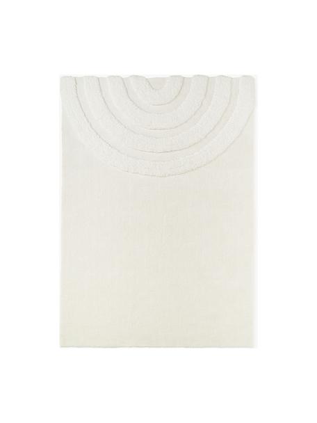 Tappeto morbido a pelo lungo con motivo a rilievo Rubbie, Retro: 55% poliestere, 45% coton, Bianco crema, Larg. 80 x Lung. 150 cm (taglia XS)