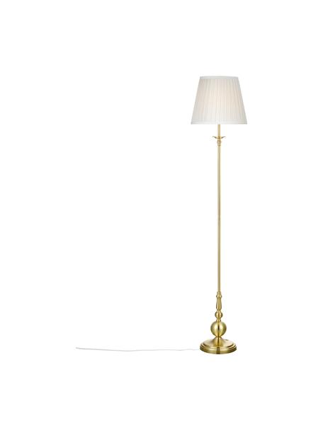 Stehlampe Imperia in Messing, Lampenschirm: Polyester, Lampenfuß: Metall, vermessingt, Weiß, Messingfarben, Ø 30 x H 149 cm