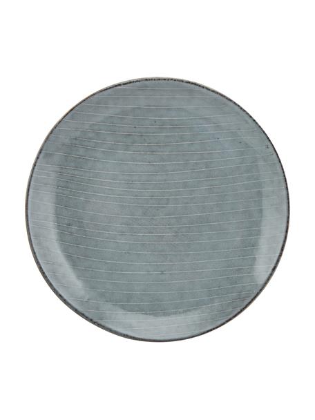 Ručně vyrobený snídaňový talíř z kameniny Nordic Sea, 4 ks, Kamenina, Odstíny šedé a modré, Ø 20 cm, V 3 cm