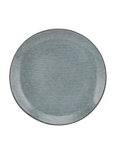 Platos postre artesanales Nordic Sea, 4 uds., Gres, Tonos grises y azules, Ø 20 x Al 3 cm