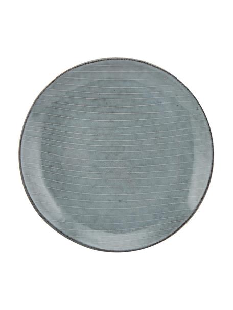Ručne vyrobený raňajkový tanier z kameniny Nordic Sea, 4 ks, Kamenina, Odtiene sivej a modrej, Ø 20 x V 3 cm