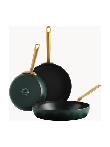 Set 3 padelle con rivestimento antiaderente Craft, Verde scuro, dorato, Set in varie misure