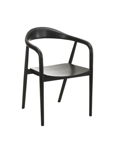 Houten fauteuil Angelina in zwart, Frame: essenhout, multiplex, gel, Zwart, B 57 x H 80 cm