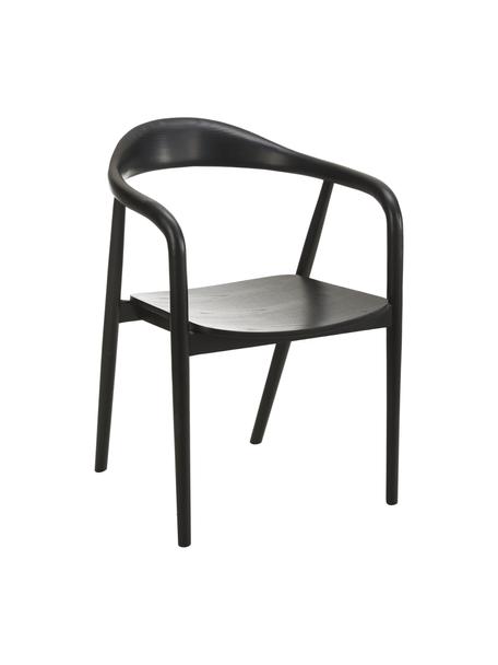 Chaise en bois à accoudoirs Angelina, Bois de frêne laqué, certifié FSC
Contreplaqué laqué, certifié FSC, Noir, larg. 57 x haut. 80 cm