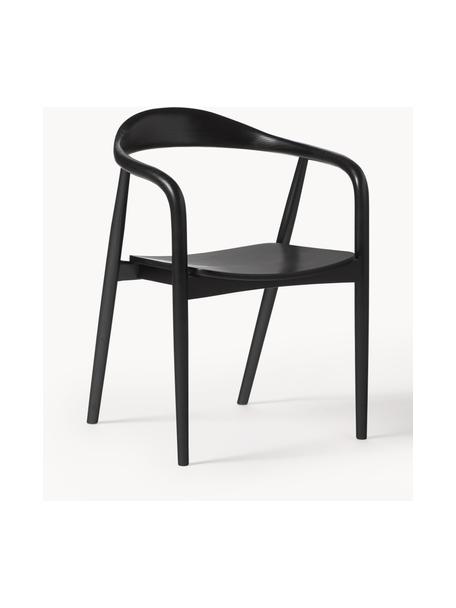 Krzesło z podłokietnikami z litego drewna Angelina, Czarny, S 57 x G 57 cm