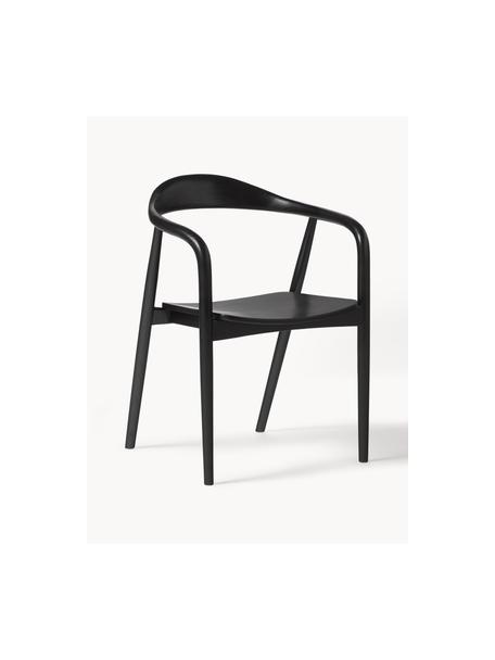 Chaise à accoudoirs bois massif Angelina, Noir, larg. 57 x prof. 57 cm