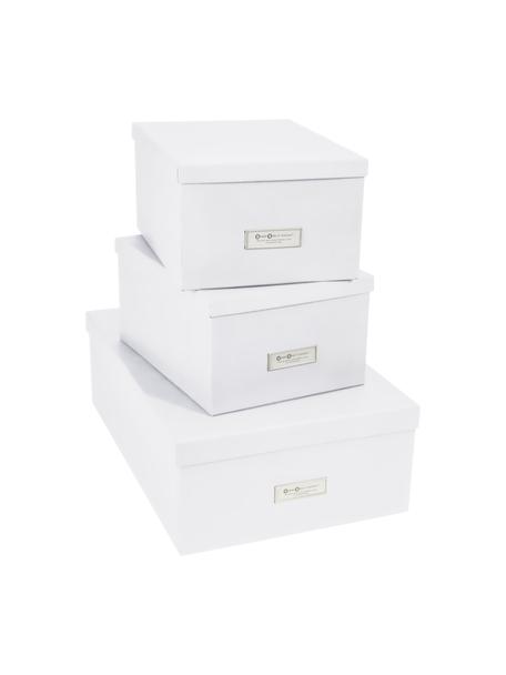 Úložné škatule Inge, 3-dielna súprava, Vonkajšia časť: biela Vnútorná časť: biela, Súprava s rôznymi veľkosťami