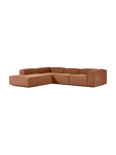 Narożna sofa modułowa XL Lennon, Tapicerka: 100% poliester Dzięki tka, Stelaż: lite drewno, sklejka, Nogi: tworzywo sztuczne, Nugatowa tkanina, S 329 x W 68 cm, lewostronna