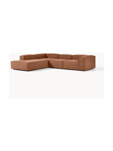 Narożna sofa modułowa XL Lennon, Tapicerka: 100% poliester Dzięki tka, Stelaż: lite drewno, sklejka, Nogi: tworzywo sztuczne, Nugatowa tkanina, S 329 x G 269 cm, lewostronna